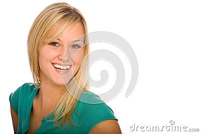 Happy Blonde Woman Smiling Stock Photo