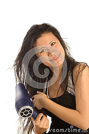 Happy blowdryer Stock Photo