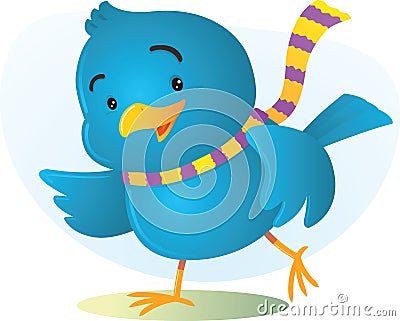 Happy Blue Bird Vector Illustration