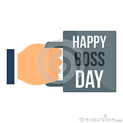 Happy boss day cup icon, flat style Vector Illustration