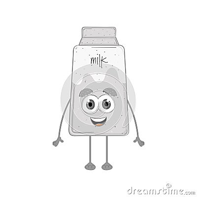 Happy bottle of milk cartoon kawaii Vector Vector Illustration