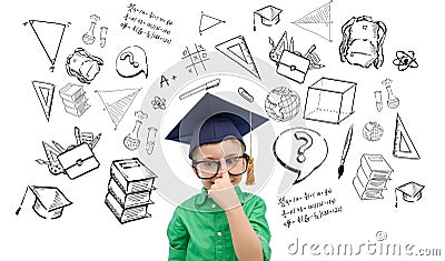 Happy boy in bachelor hat and eyeglasses Stock Photo