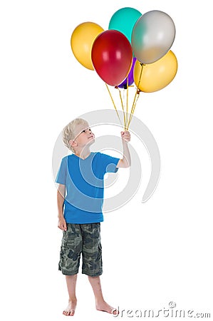 Happy Boy With Balloons Stock Photo