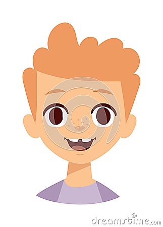 Happy boy face vector illustration. Vector Illustration