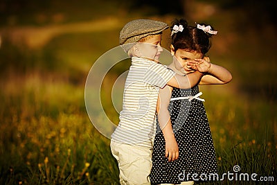 Happy boy and girl Stock Photo