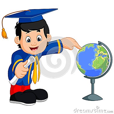 Happy boy after graduation Vector Illustration