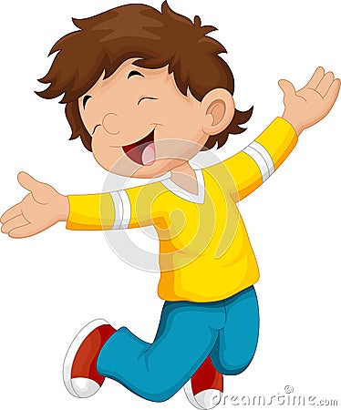 Happy boy and jump Cartoon Illustration