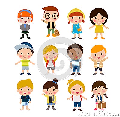 Happy boys and girls Vector Illustration