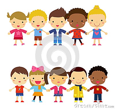 Happy boys and girls Vector Illustration