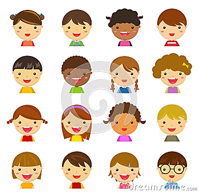 Happy boys and girls Vector Illustration