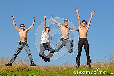 Happy boys jumping Stock Photo