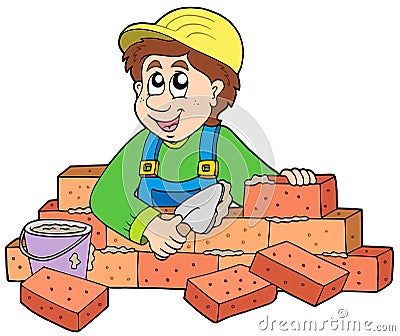 Happy bricklayer Vector Illustration