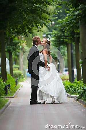 Happy bride and groom Stock Photo