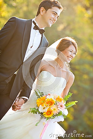 Happy bride and groom Stock Photo