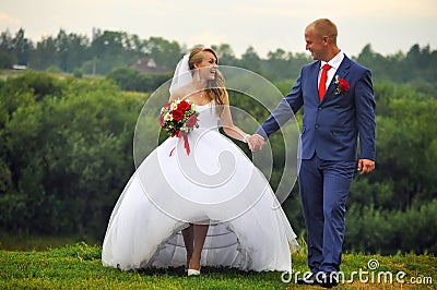 Happy bride and groom Stock Photo