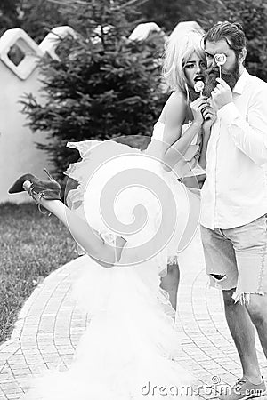 Funny wedding copule Stock Photo