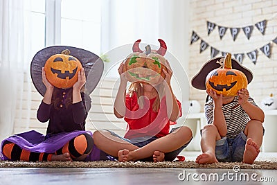 Kids at halloween Stock Photo