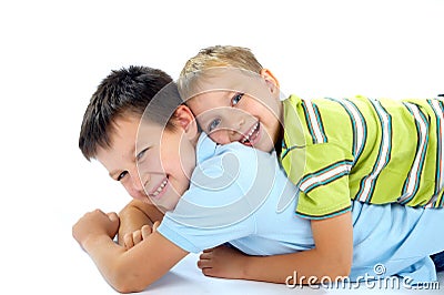 Happy brothers playing Stock Photo