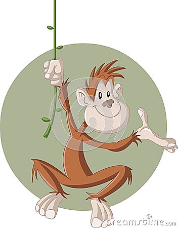 Happy brown monkey Vector Illustration