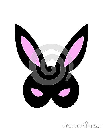 Happy bunny bdsm mask. Woman, Feminist art. Vector handdrawn design for poster, t shirt print, postcard, social media card, video Vector Illustration