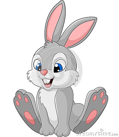 Happy bunny cartoon isolated on white background Vector Illustration