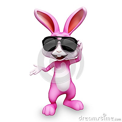 Happy bunny thumb up with sunglass Stock Photo