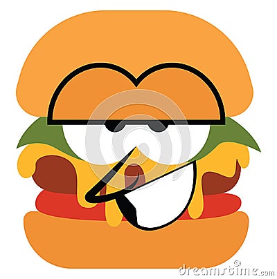 Happy burger, icon Vector Illustration