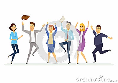 Happy business colleagues - modern cartoon people characters isolated illustration Vector Illustration