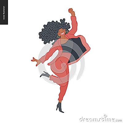 Happy business man and woman jumping in the air cheerfully Vector Illustration