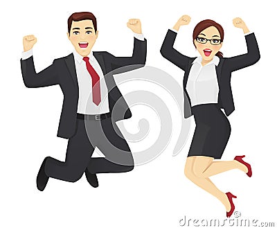 Happy business man and woman Vector Illustration