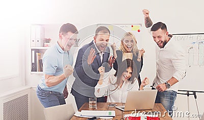 Happy business people team celebrate success in the office Stock Photo