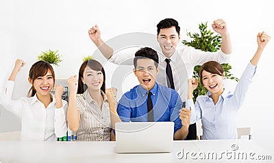 Happy business people working together at meeting Stock Photo