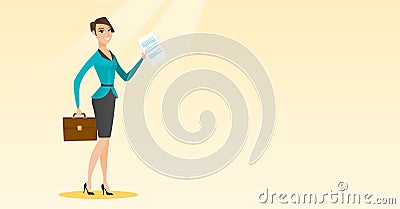 Happy business woman running vector illustration. Vector Illustration