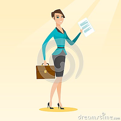 Happy business woman running vector illustration. Vector Illustration