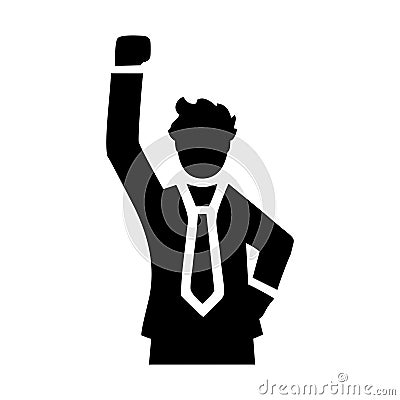 Happy businessman with arm up celebrating icon. Vector illustration Vector Illustration