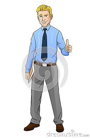 Happy businessman with documents Vector Illustration