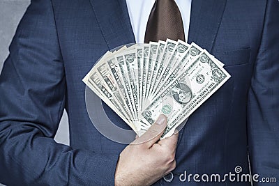happy businessman with large cash Stock Photo