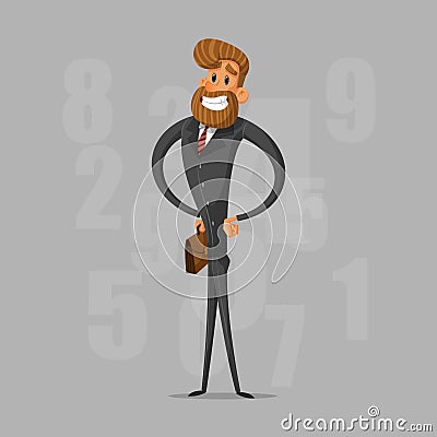 Happy businessman or manager is proud and pleased with himself. Vector illustrations Vector Illustration