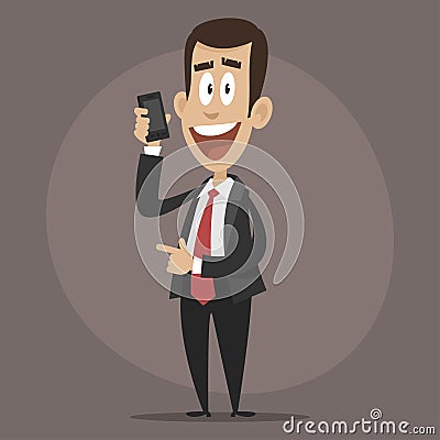 Happy businessman talking on phone Vector Illustration