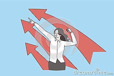 Happy businesswoman celebrate business or career success Vector Illustration