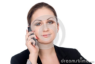 Happy businesswoman concentrating Stock Photo