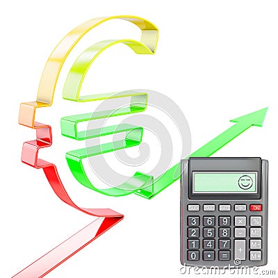 Happy calculator with euro value increasing Stock Photo