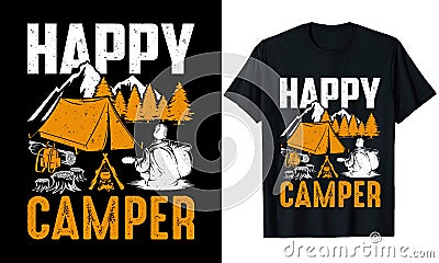 Happy Camper Camping T-shirt Design Illustration Stock Photo