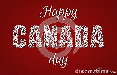 Happy Canada Day. Decorative font made in swirls and floral elements. Vector Illustration