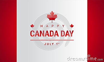 Happy Canada Day greeting card - Canada maple leaf flag vector Vector Illustration