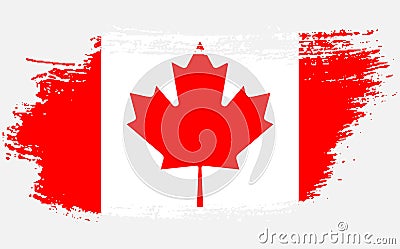 Happy Canada Day, july 1 holiday celebrate card. Maple leaf on flag made in brush stroke background. Grunge Canada flag Vector Illustration