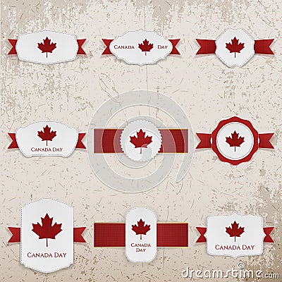 Happy Canada Day paper Banners with greeting Text Vector Illustration