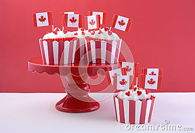 Happy Canada Day Party Cupcakes Stock Photo