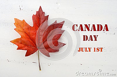 Happy Canada Day red silk maple leaf Stock Photo