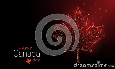 Happy Canada Day template. Low poly maple leaf. Vector Illustration